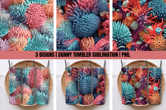 3D Pastel Coral Reef Tumbler Wrap