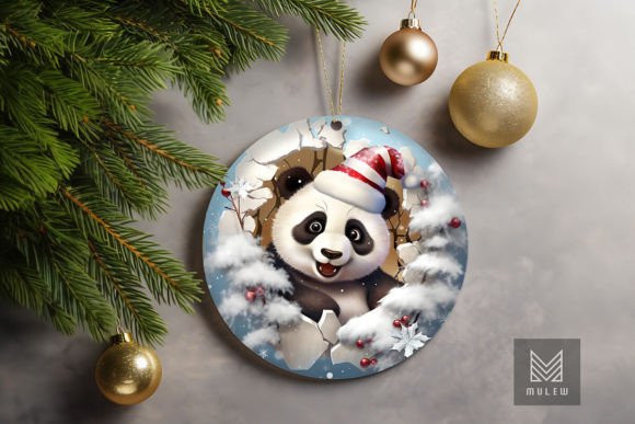 Cute Panda 3D Christmas Ornament Clipart: Elevating Holiday Designs