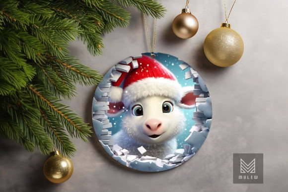 Cute Sheep 3D Christmas Ornament Clipart Guide