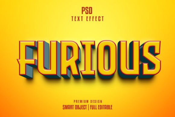 Furious 3D Text Effect: Editable PSD Template
