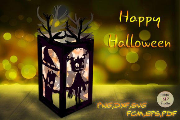 Halloween Lantern Template SVG: Crafting 3D Decor with Precision