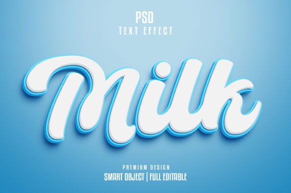 Milk 3D Text Effect: Editable PSD Template