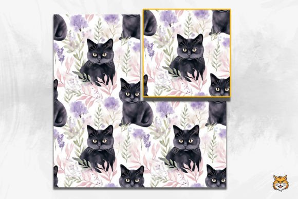 Pastel Black Cat Seamless Pattern: Elevating Design with Whimsical Elegance