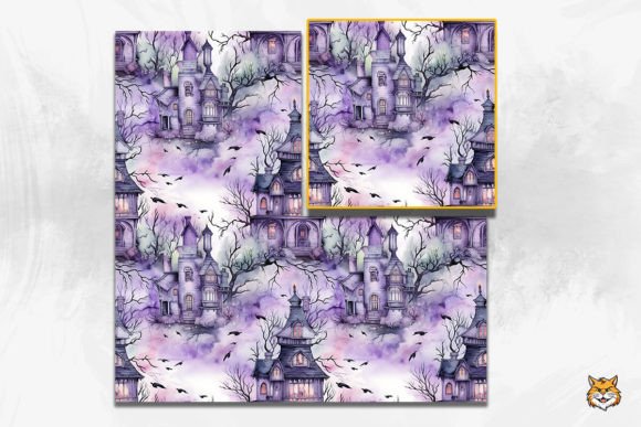 Pastel Haunted House Seamless Pattern