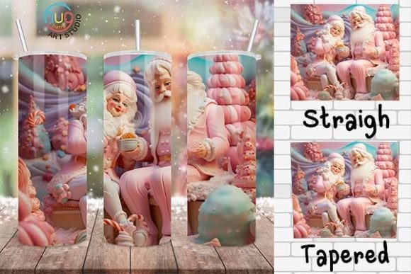 Pink Santa Claus in Candy Land Tumbler Design