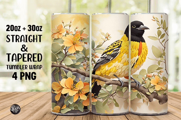 Watercolor Oriole Tumbler Design